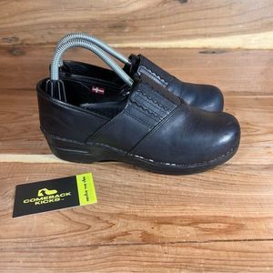 Sanita Danish Clog Signature Black Leather Clogs Womens 39 Shoes
